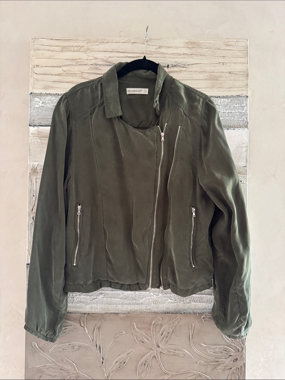 Blank NYC Olive Green Asymmetrical Zip Jacket